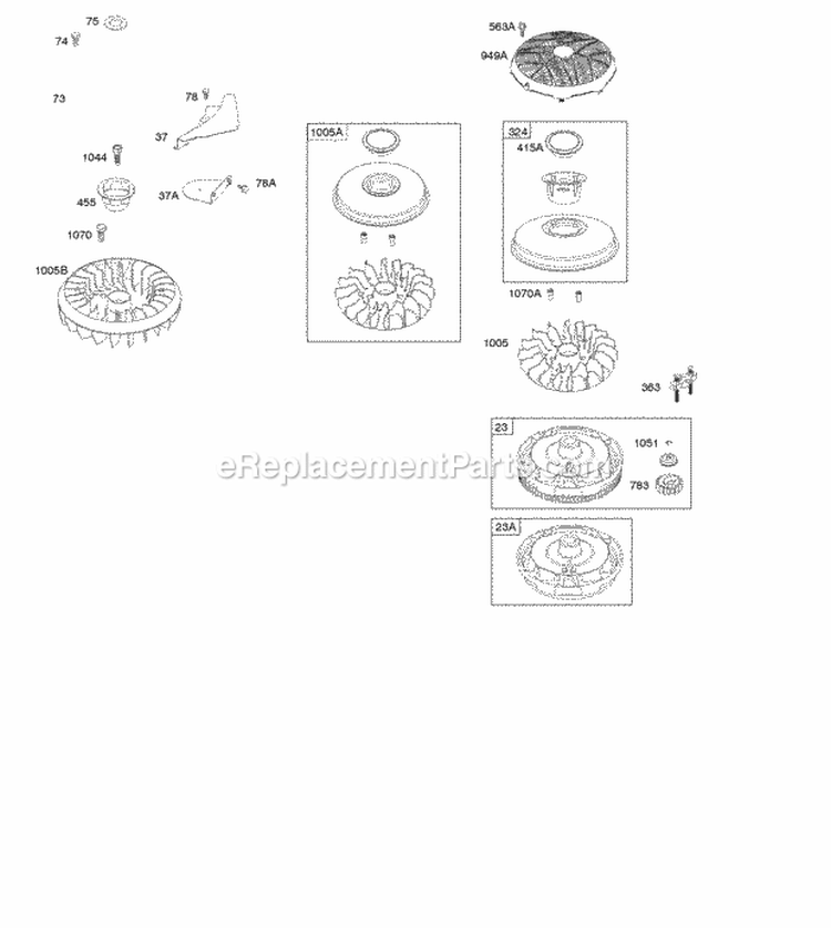 Flywheel Diagram and Parts List for 215802-0115-B1  Briggs and Stratton Engine